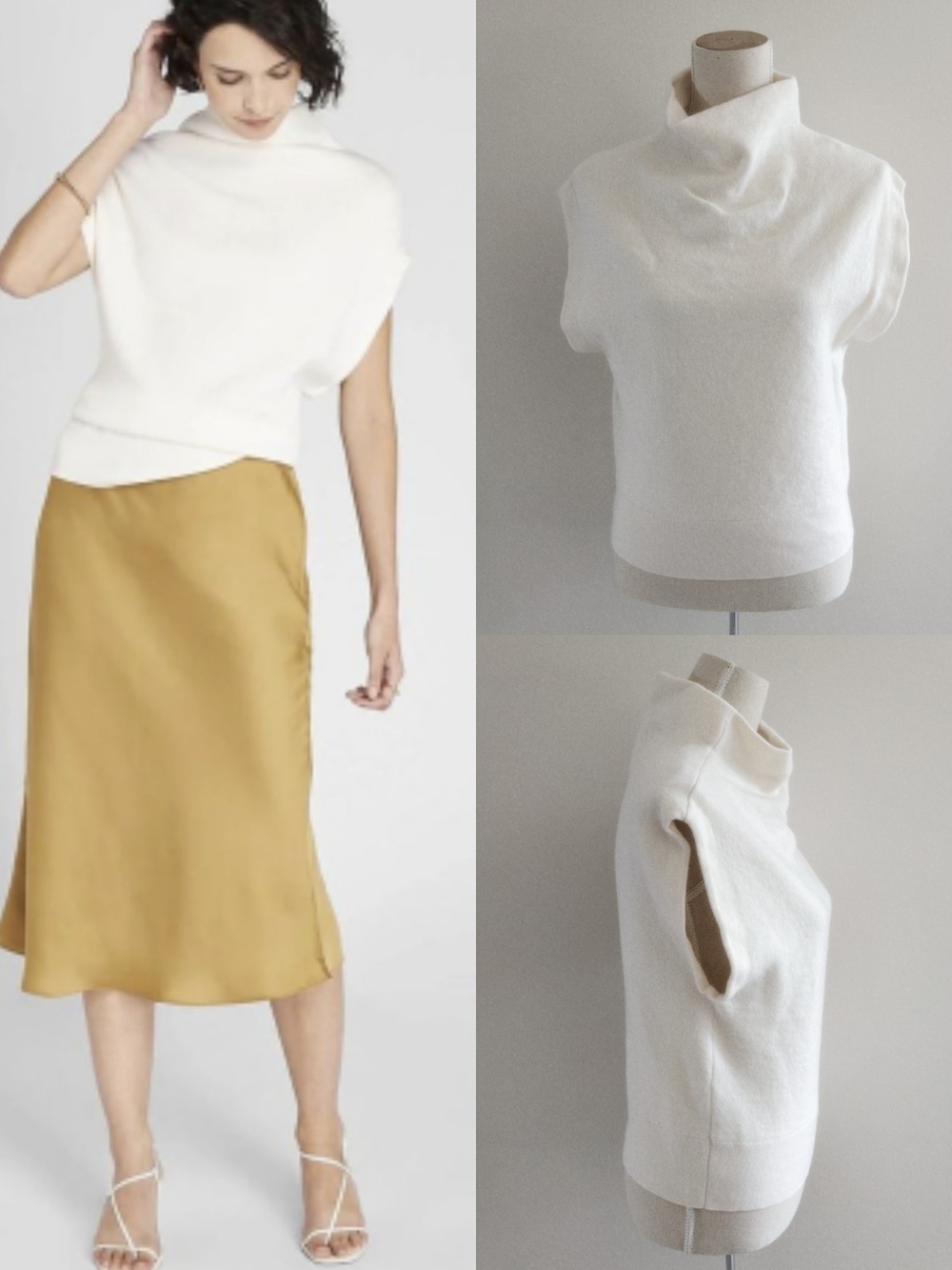 Club Monaco Mock Neck Short Sleeve Wool Sweater